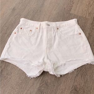White Levi 501 Jean Shorts